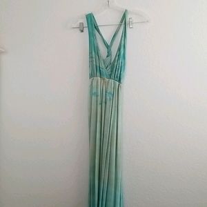 Light Blue Watercolor Maxi Dress